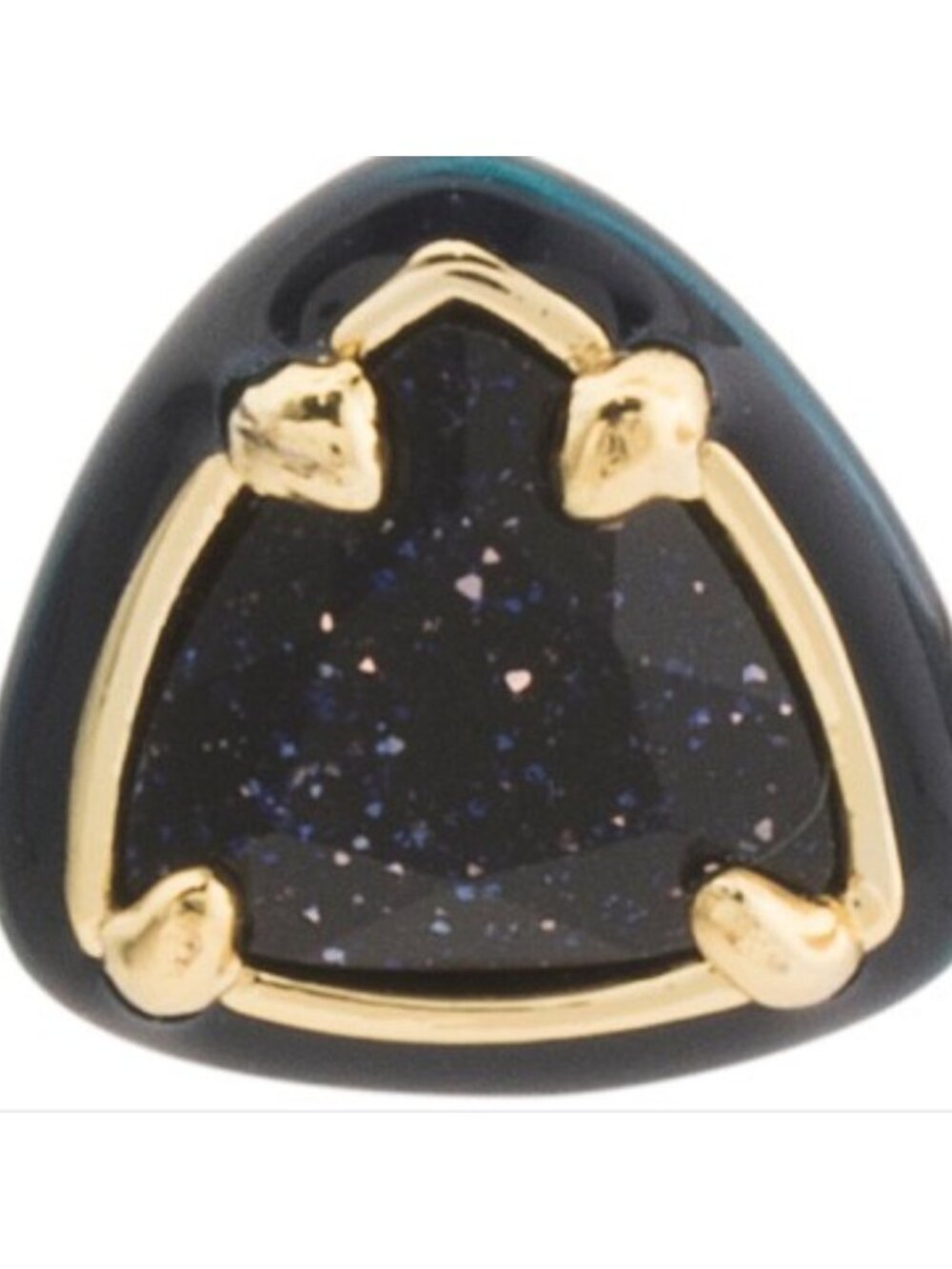 KENDRA SCOTT Gold Navy Goldstone Arden Enamel Frame Stud Earrings - Picture 2 of 4